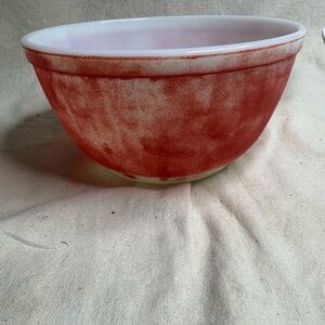 Pyrex Red and White Ceramic Mixing Bowl